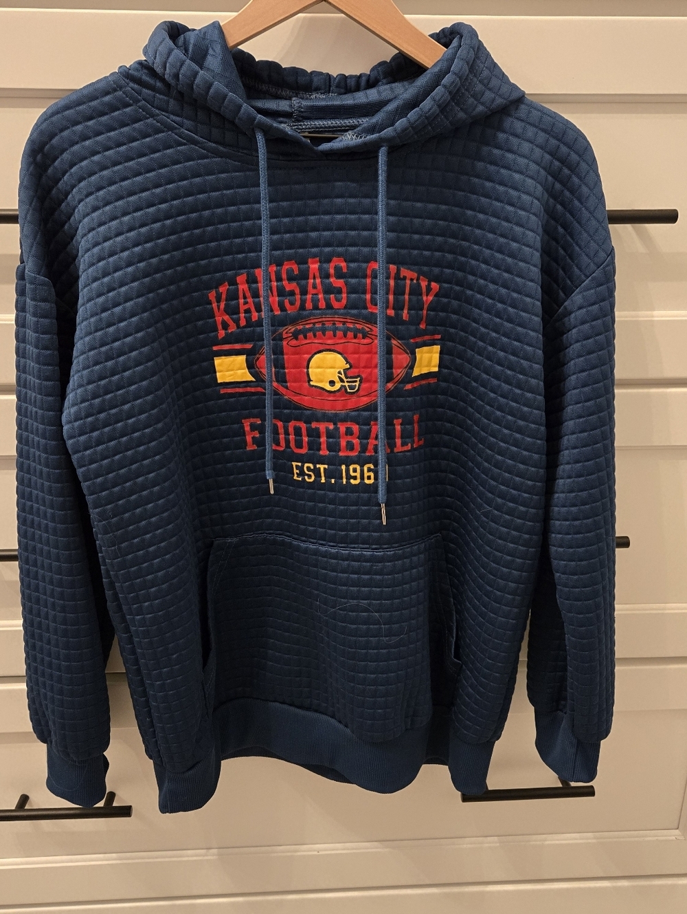 Womens Kansas City Football Quilted Hooded Sweatshirt - Navy
